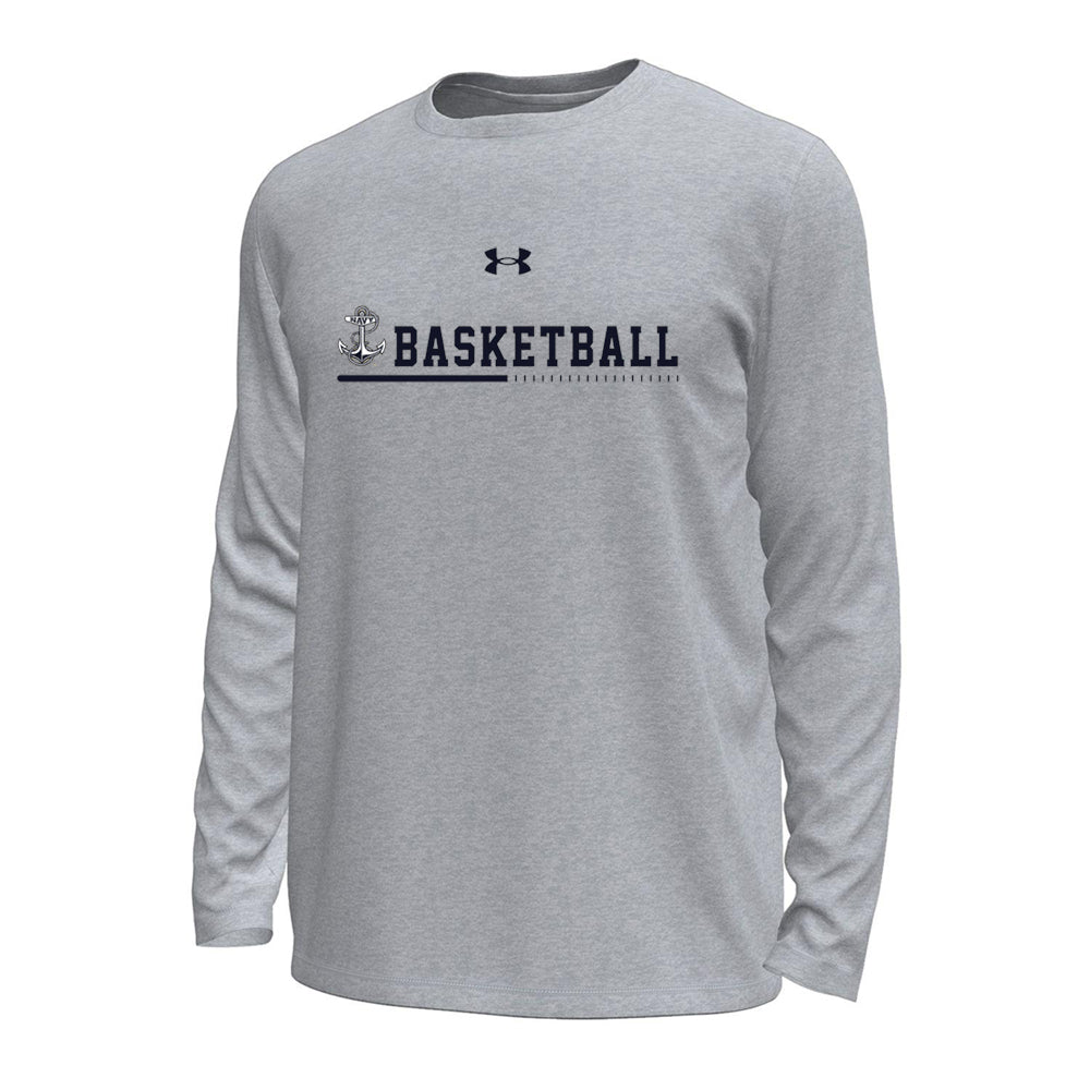 Navy Basketball Under Armour Short Sleeve Performance Long Sleeve T-Shirt (Grey)