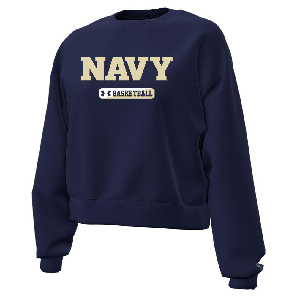 Navy Basketball Ladies Under Armour Icon Cotton Crew Sweatshirt (Navy)