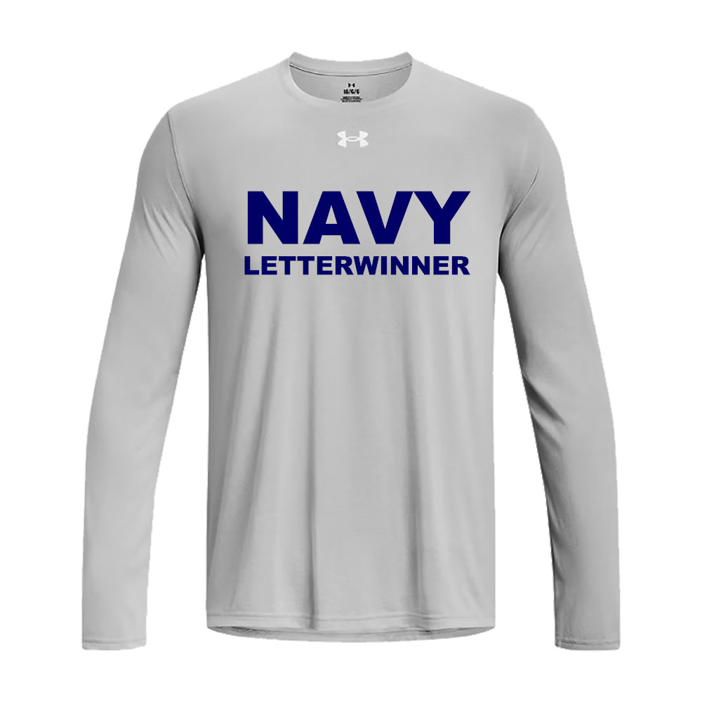 Navy LetterWinner Under Armour Long Sleeve Tech T-Shirt (Grey)