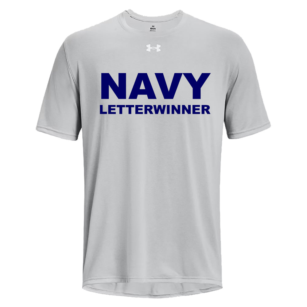 Navy LetterWinner Under Armour Short Sleeve Tech T-Shirt (Grey)