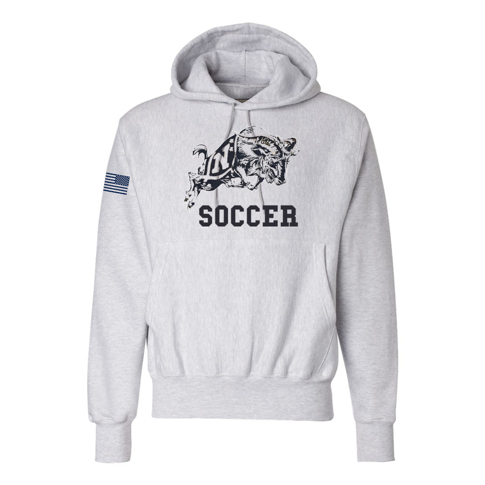 Navy Women's Soccer Champion Reverse Weave Hooded Sweatshirt (Unisex)