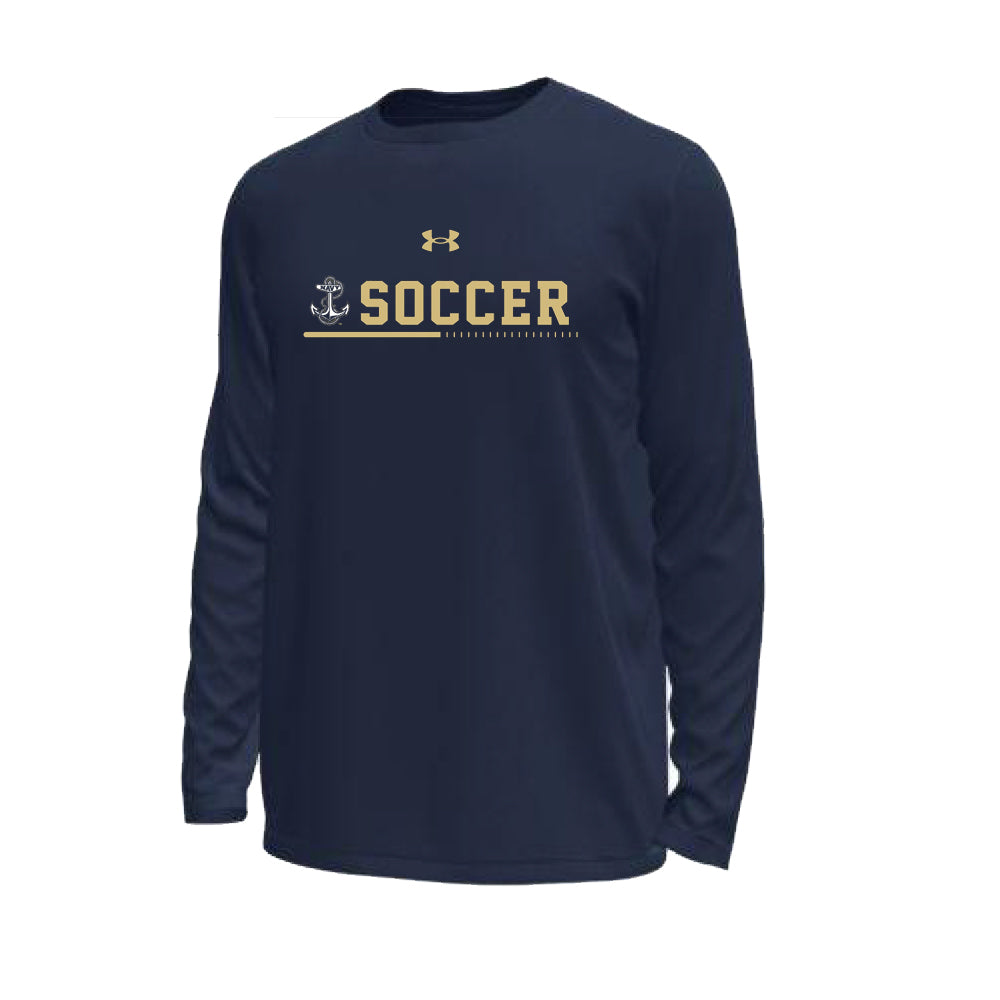Navy Women's Soccer Under Armour Tech Stretch Long Sleeve T-Shirt (Navy) (Unisex)