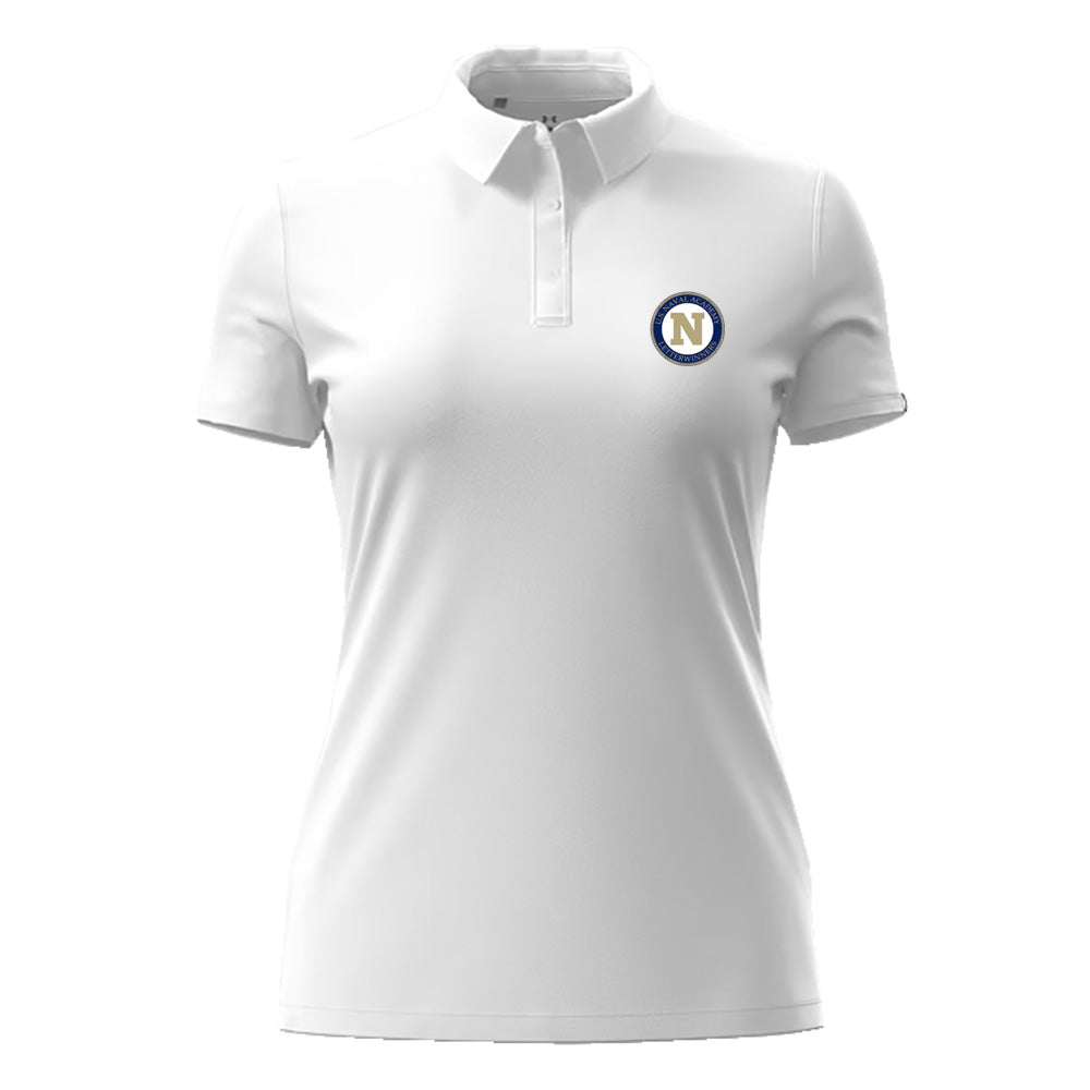 Navy LetterWinner Under Armour Womens Polo (White)