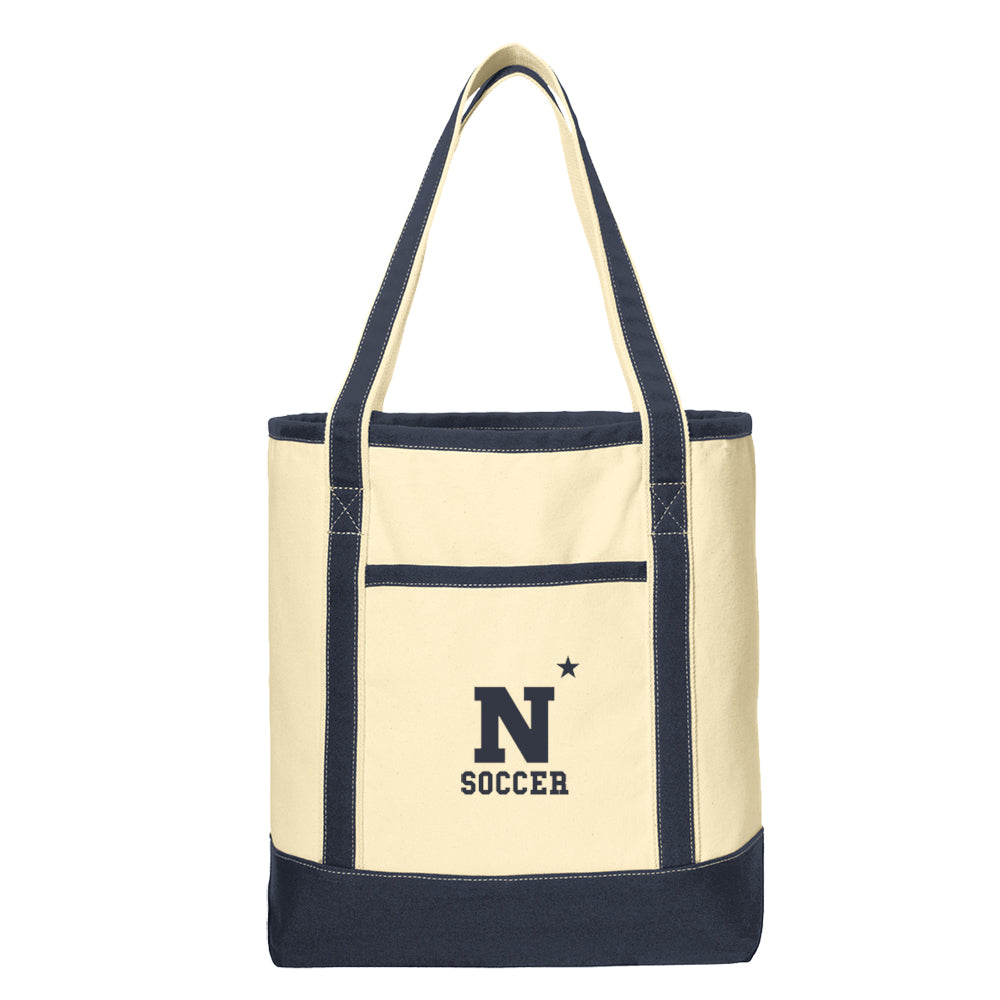 Navy Mens Soccer Port Authority® Large Cotton Canvas Tote