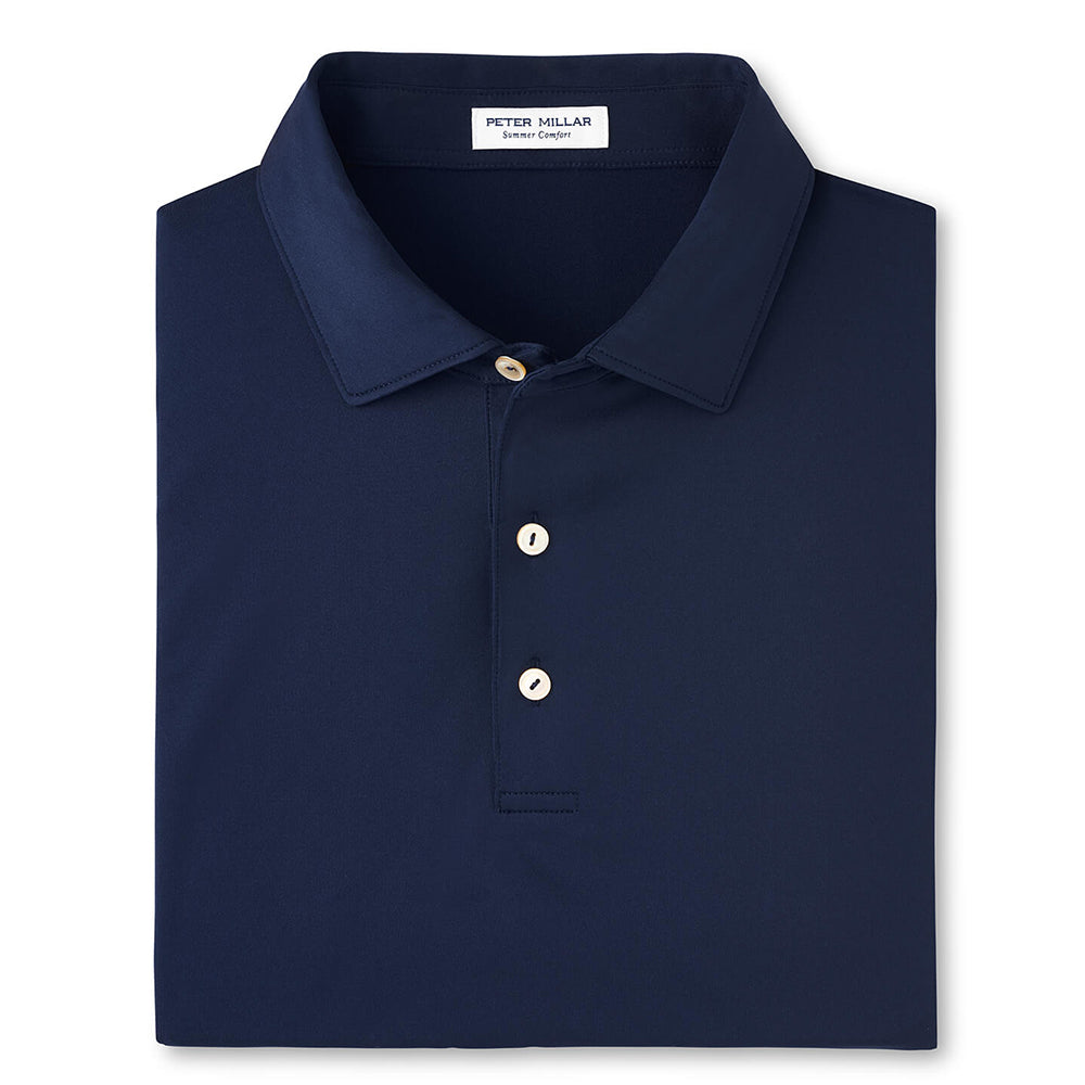 Navy Soccer Peter Millar Men's Solid Performance Polo - Self Collar (Navy)