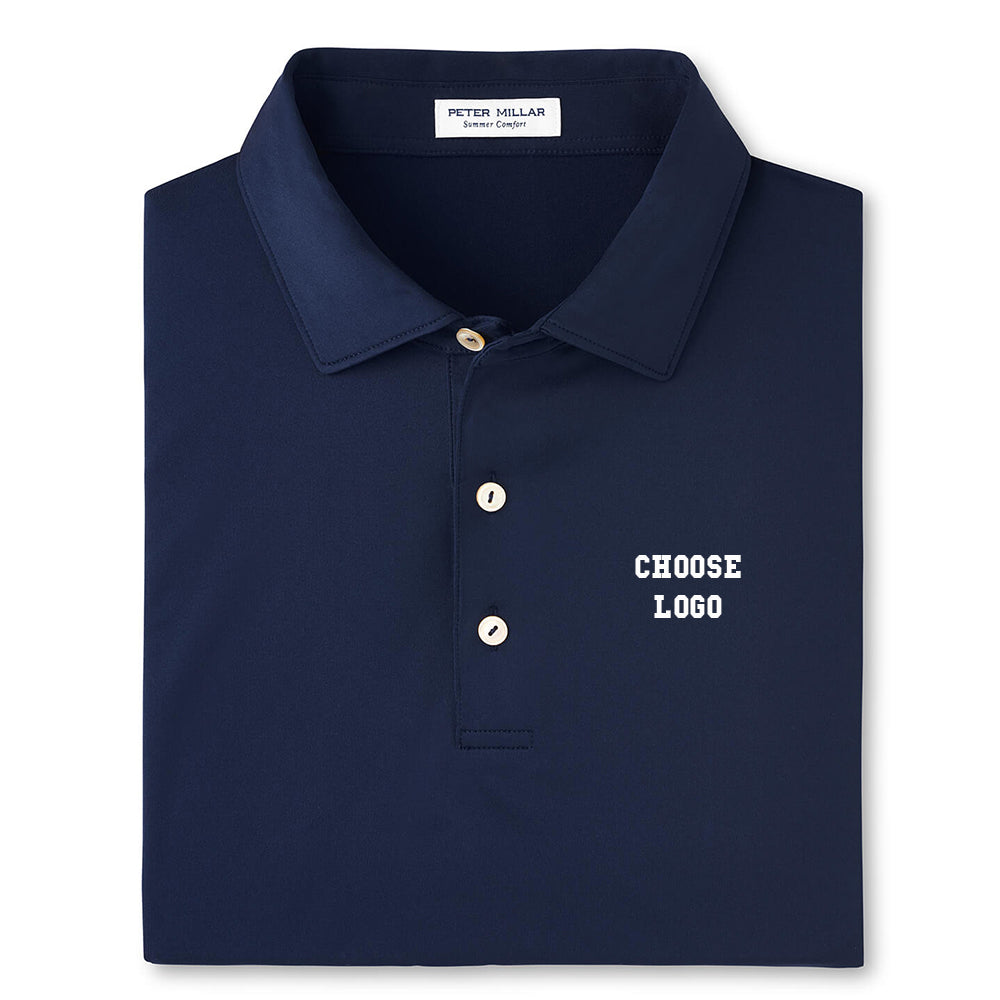 Navy Soccer Peter Millar Men's Solid Performance Polo - Self Collar (Navy)