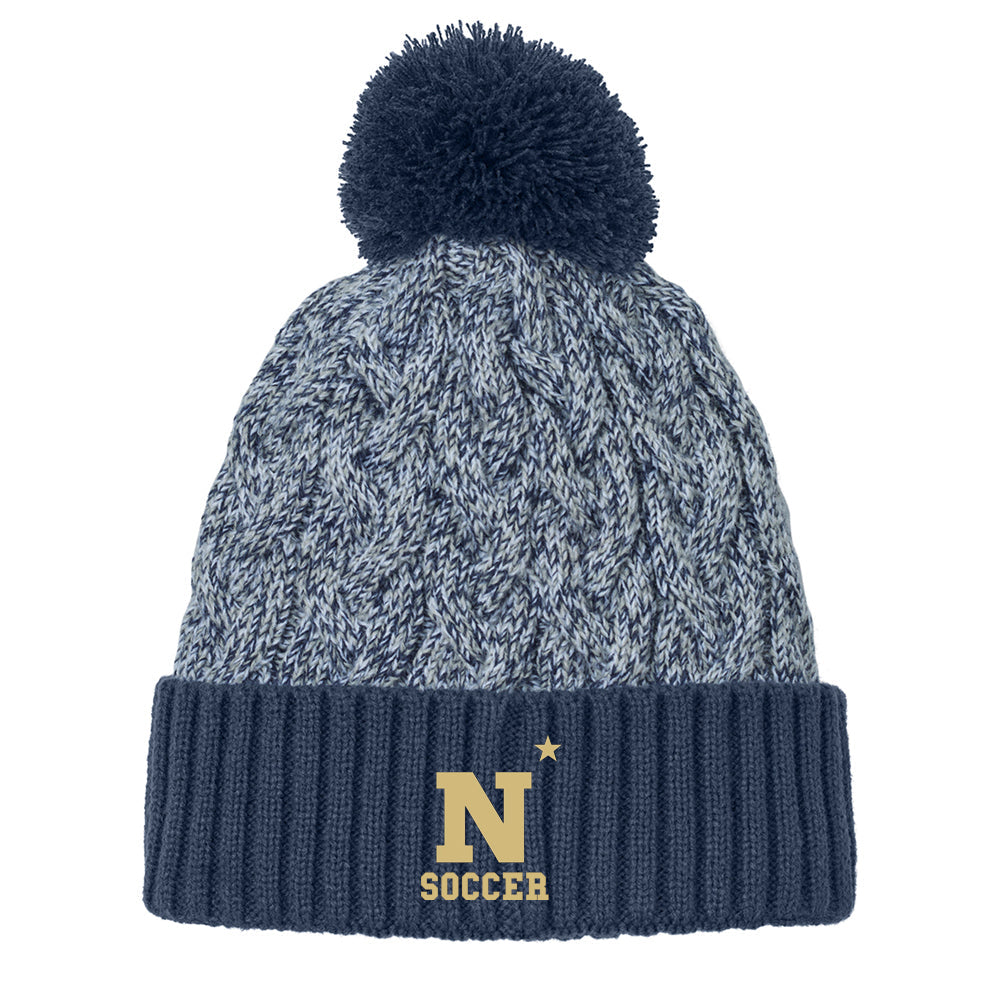 Navy Women's Soccer New Era® Marled Knit Pom Beanie
