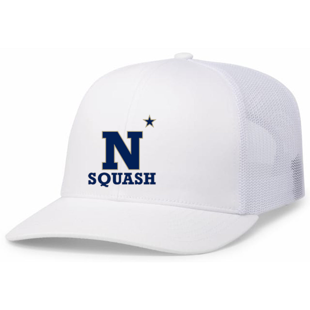 Navy Squash Trucker Snapback Cap (White)