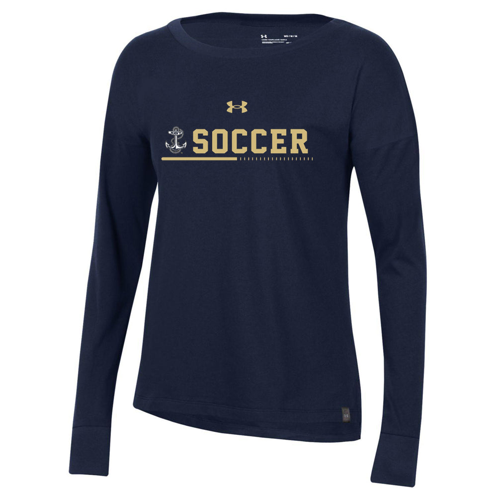 Navy Women's Soccer Performance Cotton Ls Tee (Navy) (Women's)