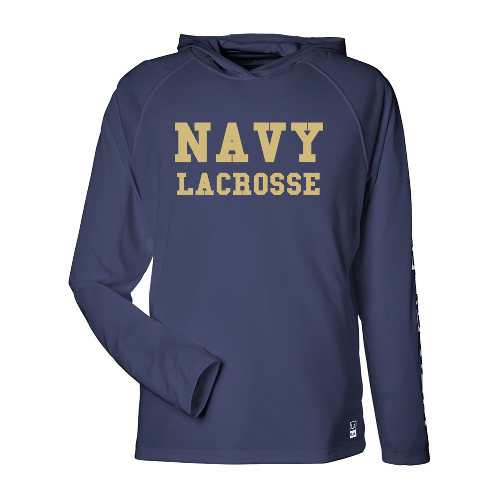 Navy Lacrosse Huk Men's LoPro Pursuit Long Sleeve Hooded T-Shirt (Navy)