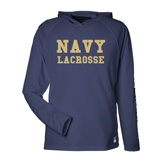 Navy Lacrosse Huk Men's LoPro Pursuit Long Sleeve Hooded T-Shirt (Navy)