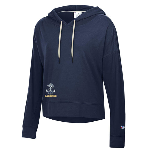 Navy Lacrosse Champion Ladies Sueded Hoodie