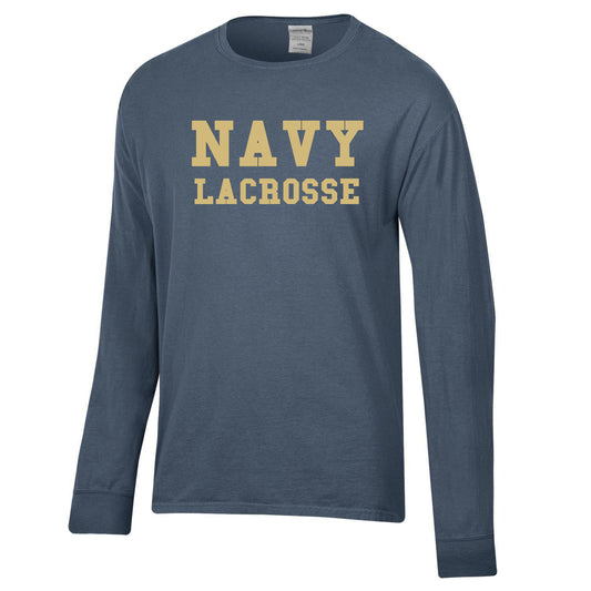 Navy Lacrosse Comfort Wash Longt Sleeve T-Shirt (Unisex)