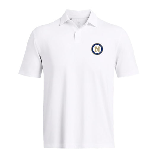 Navy LetterWinner Under Armour Mens Polo (White)