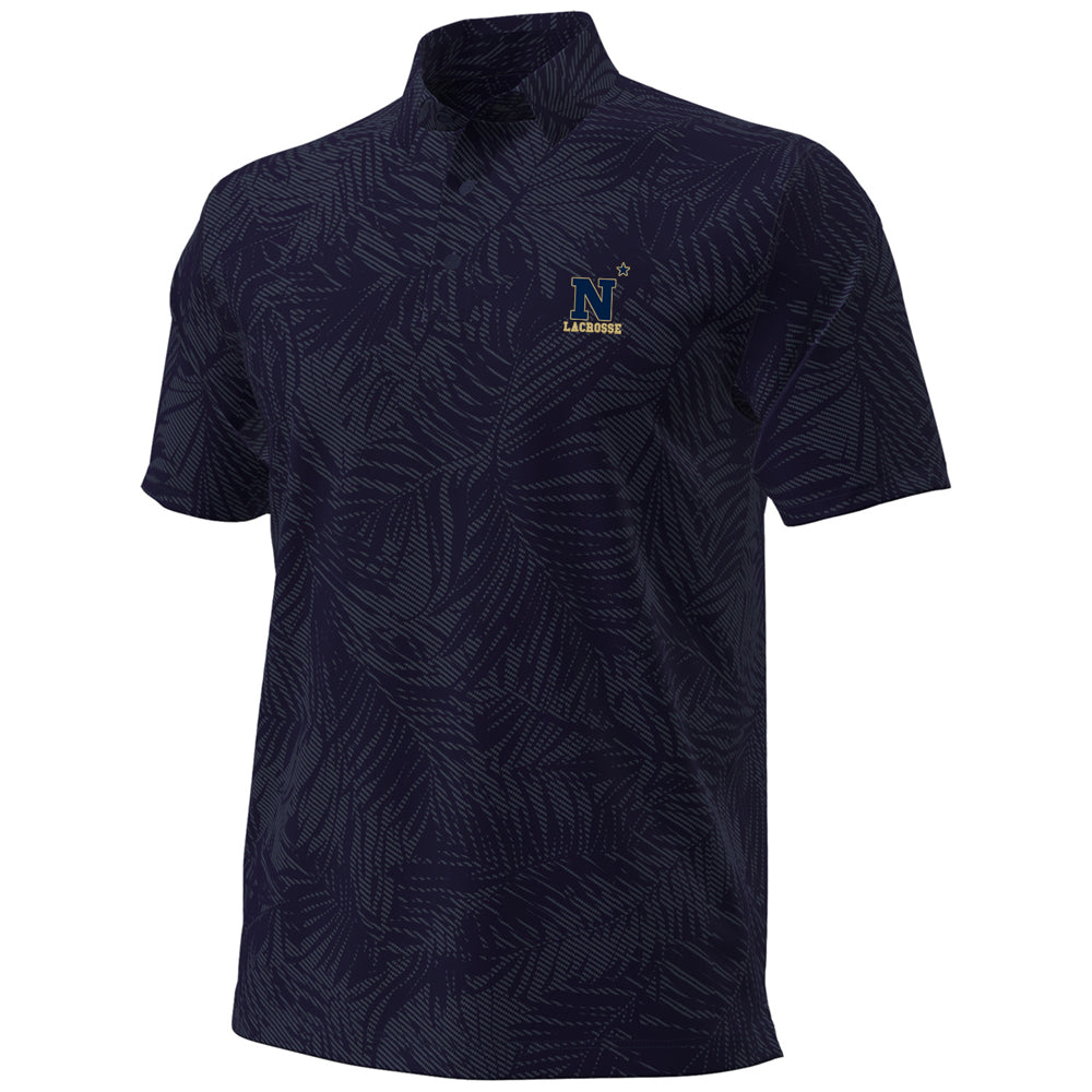 Navy Lacrosse Under Armour Playoff Trop Jacquard Polo