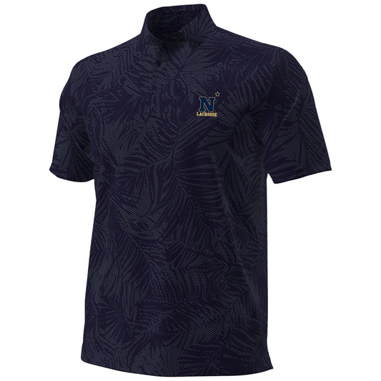 Navy Lacrosse Under Armour Playoff Trop Jacquard Polo
