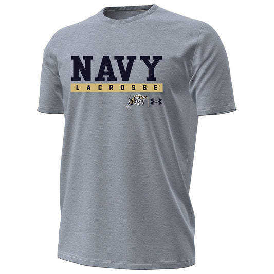 Navy Lacrosse Under Armour Men's Performance Cotton T-Shirt