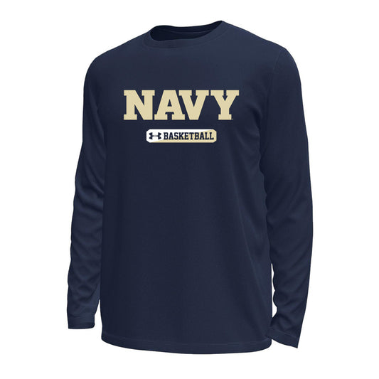 Navy Basketball Under Armour Short Sleeve Performance Long Sleeve T-Shirt (Navy)