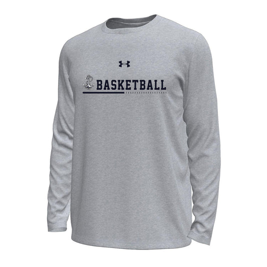 Navy Basketball Under Armour Short Sleeve Performance Long Sleeve T-Shirt (Grey)