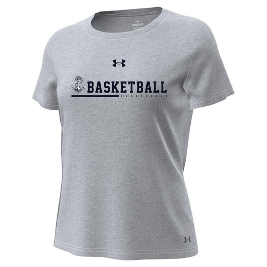 Navy Basketball Ladies Under Armour Tech Stretch T-Shirt (Grey)