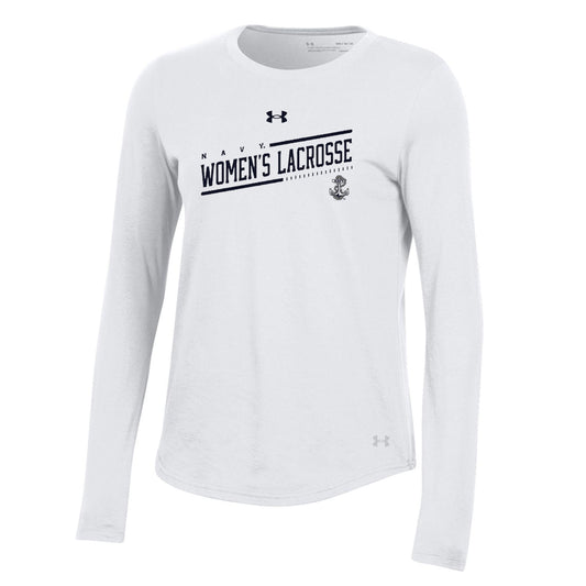 Navy Women's Lacrosse Under Armour Performance Cotton Long-Sleeve T-Shirt (Ladies)