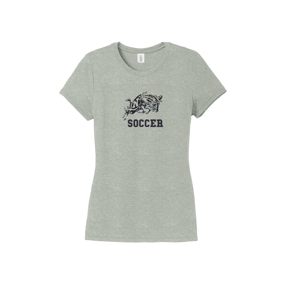 Navy Soccer Charging Goat District® Women’s Perfect Tri® Tee