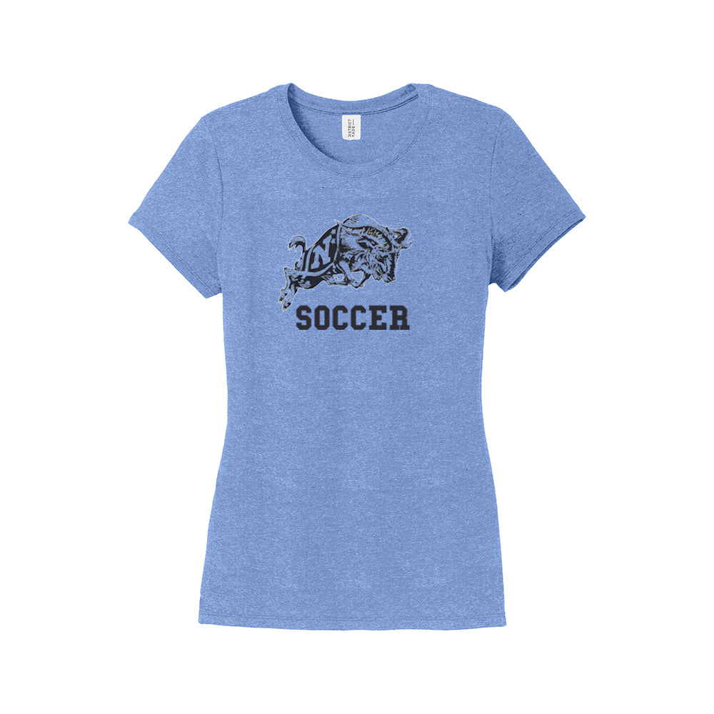 Navy Soccer Charging Goat District® Women’s Perfect Tri® Tee