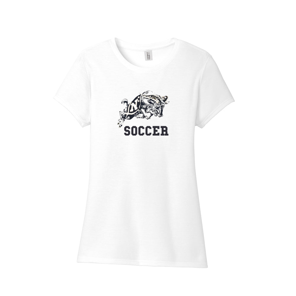 Navy Soccer Charging Goat District® Women’s Perfect Tri® Tee