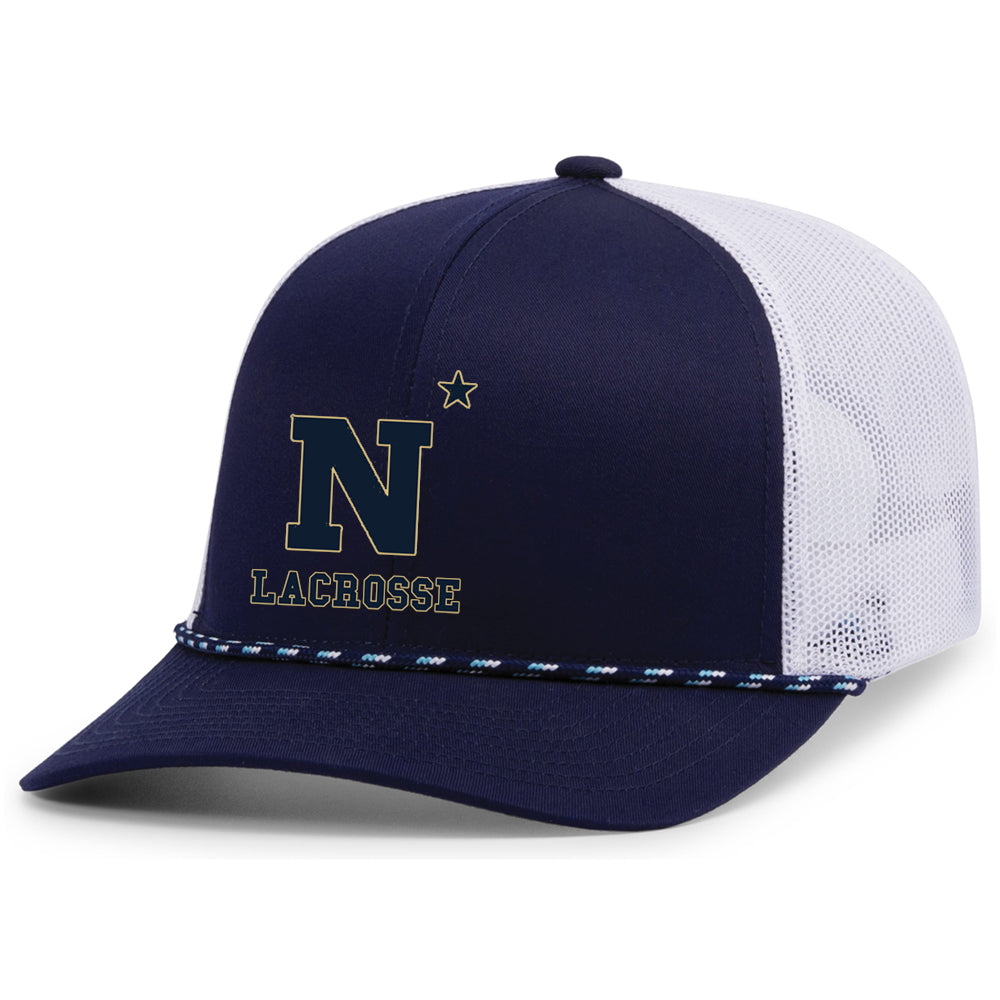 Navy Women's Lacrosse Pacific Headwear Trucker Snapback Braid Cap