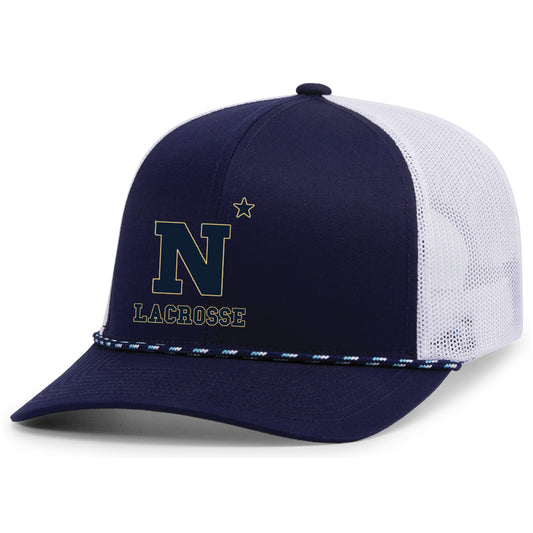 Navy Women's Lacrosse Pacific Headwear Trucker Snapback Braid Cap