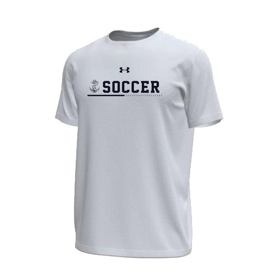 Navy Women's Soccer Under Armour Tech Stretch Tee (White)