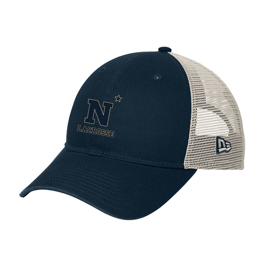 Navy Women's Lacrosse New Era® 9TWENTY® Unstructured Mesh Snapback Cap