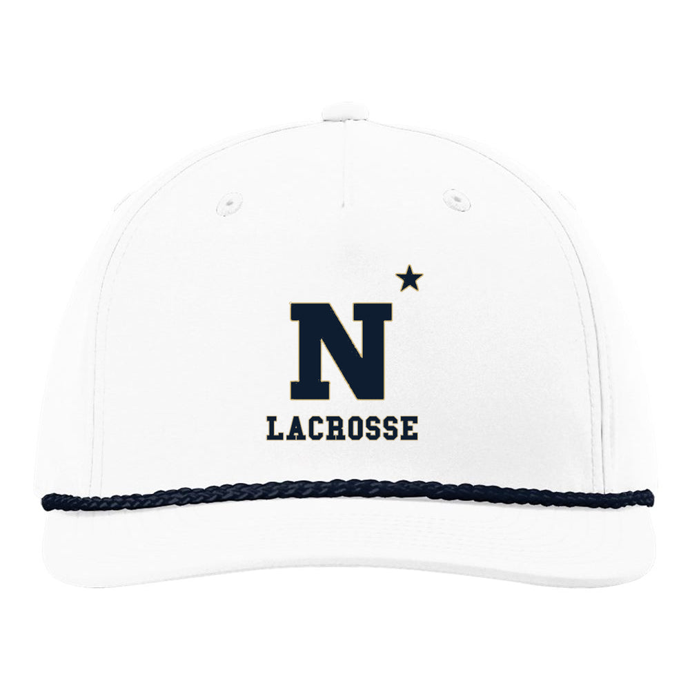 Navy Women's Lacrosse Richardson Five Panel Classic Rope Cap (White/Navy Rope)
