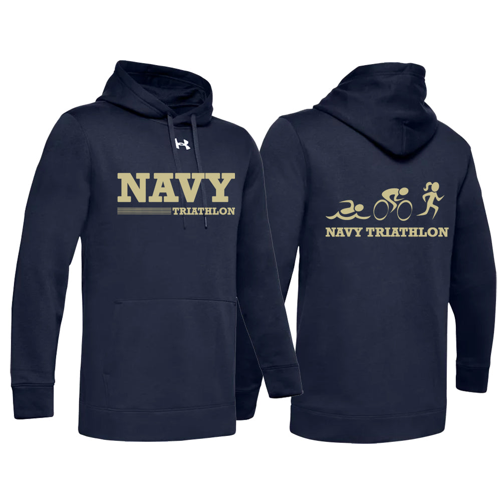 Navy Triathlon Varsity Under Armour Rival Fleece Hood (Navy)