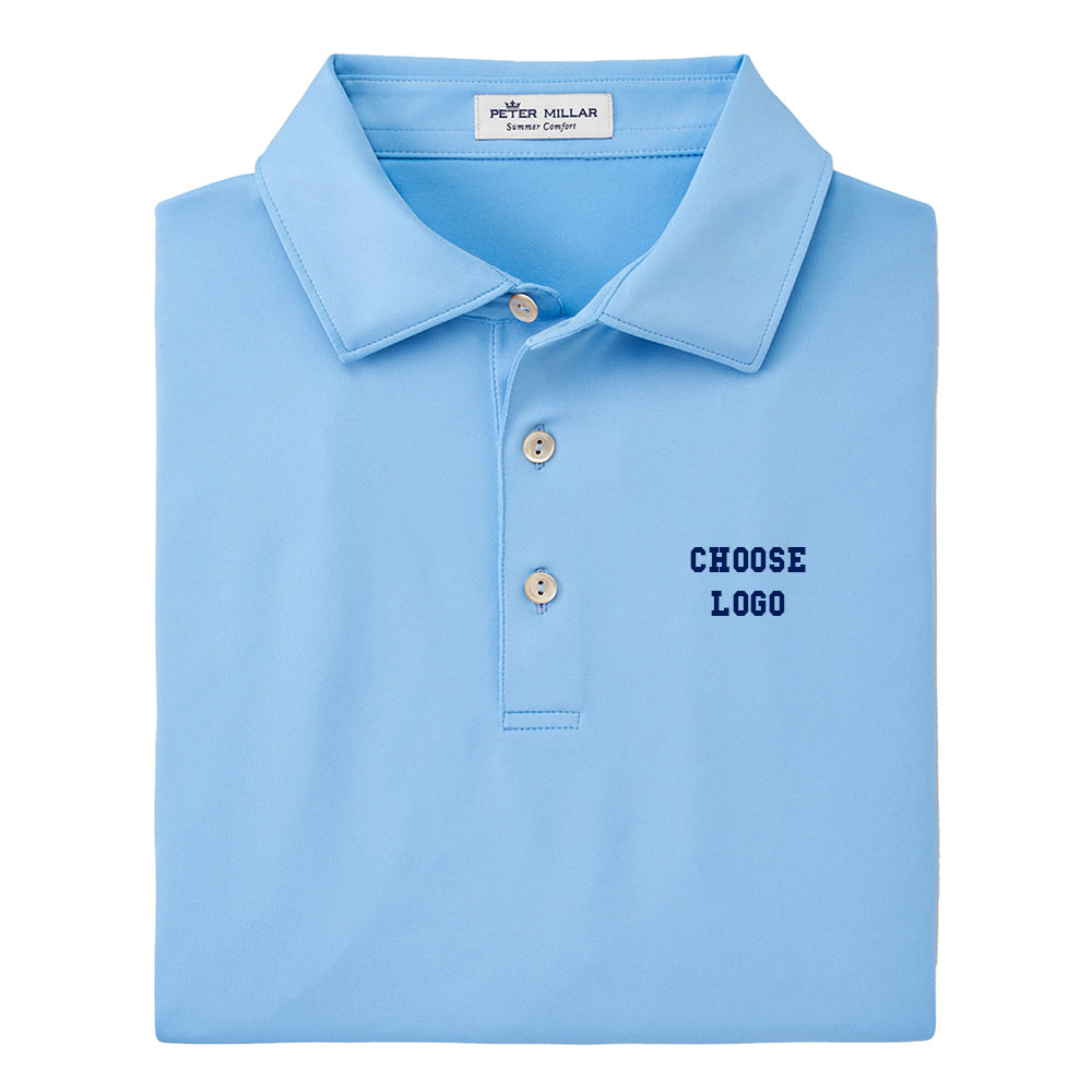 Navy Soccer Peter Millar Men's Solid Performance Polo - Self Collar (Cottage Blue)