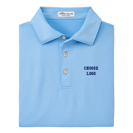 Navy Soccer Peter Millar Men's Solid Performance Polo - Self Collar (Cottage Blue)