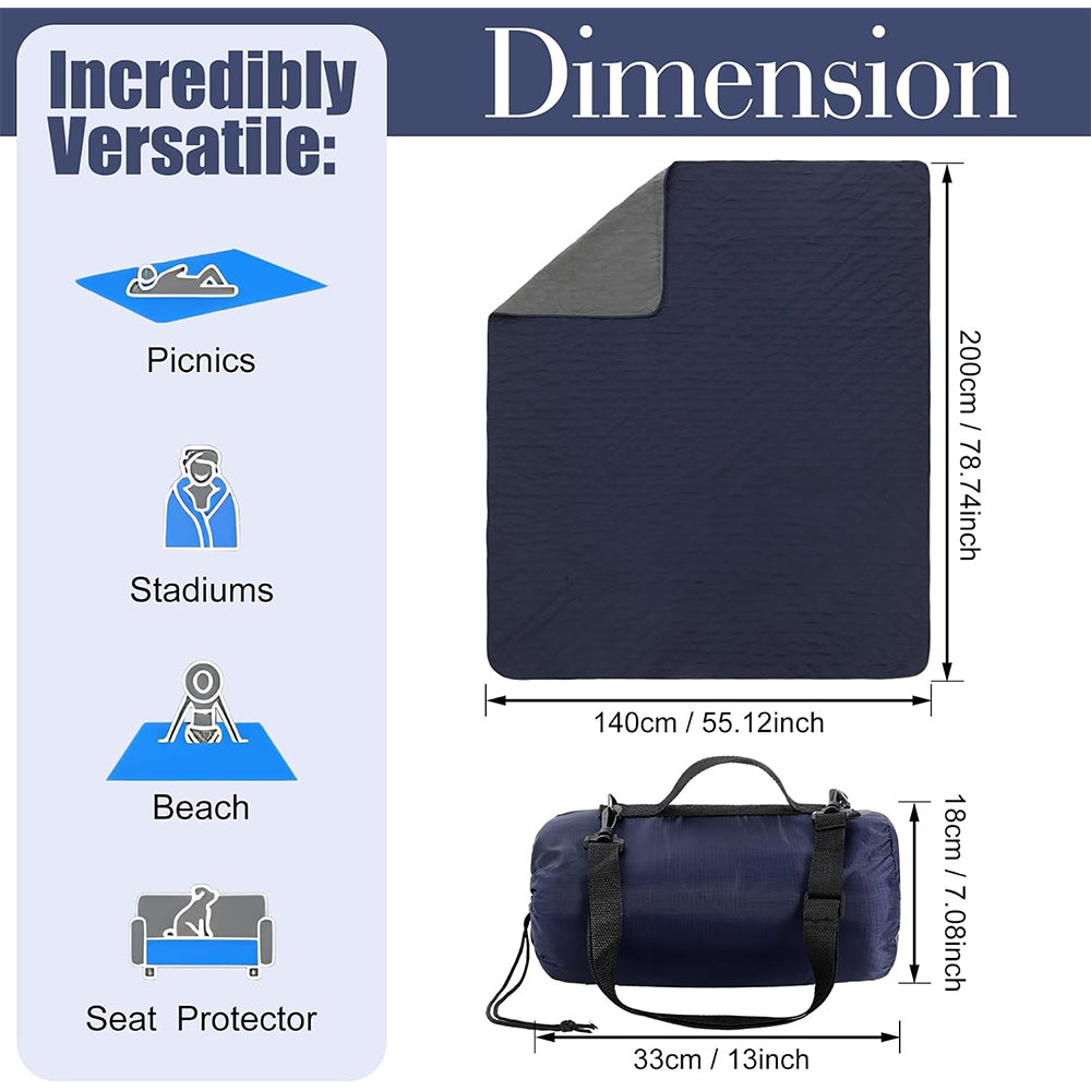 Navy Soccer Waterproof Stadium Blanket (78 inch x55 inch)