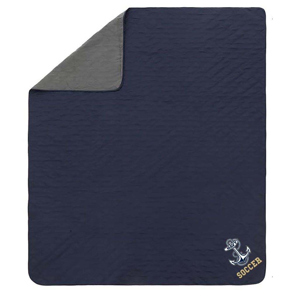 Navy Soccer Waterproof Stadium Blanket (78 inch x55 inch)