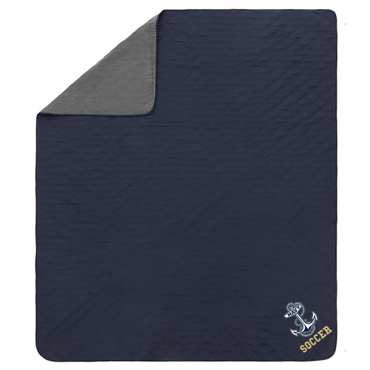 Navy Soccer Waterproof Stadium Blanket (78 inch x55 inch)