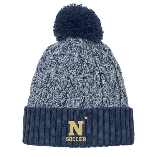 Navy Women's Soccer New Era® Marled Knit Pom Beanie