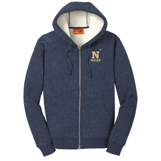 Navy Mens Soccer CornerStone® Heavyweight Sherpa-Lined Hooded Fleece Jacket