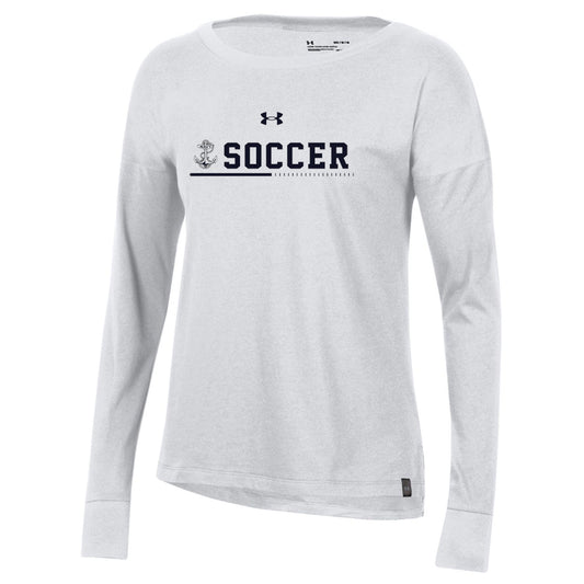 Navy Mens Soccer Ladies Performance Cotton Ls Tee (White)