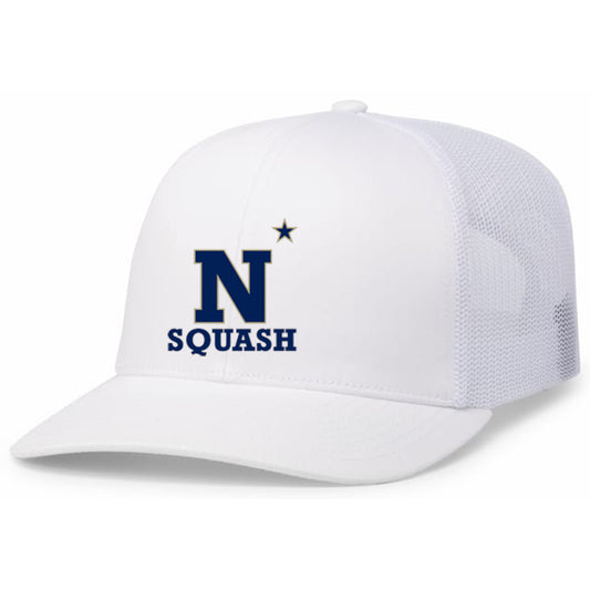 Navy Squash Trucker Snapback Cap (White)