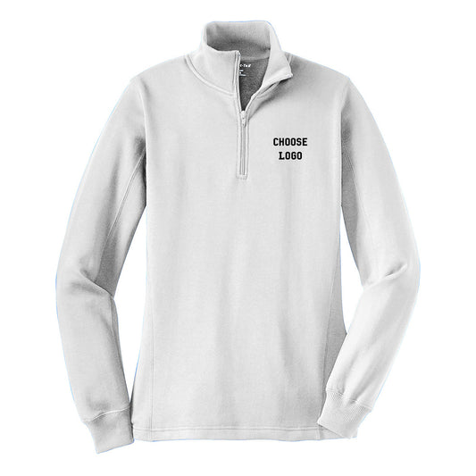 Navy Squash Sport-Tek® Women's 1/4-Zip Sweatshirt (White)