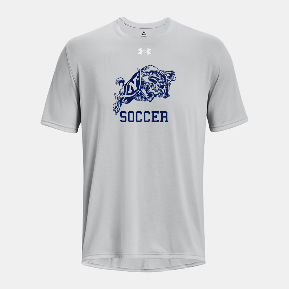 Navy Soccer Charging Goat Under Armour Tech T-Shirt