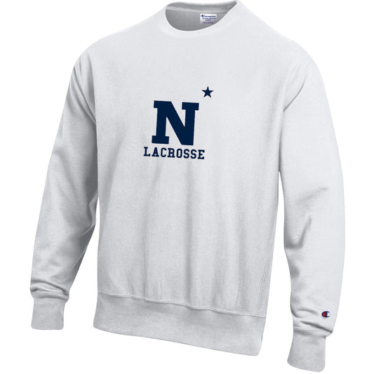 Navy Lacrosse Champion Reverse Weave Crewneck (Unisex)
