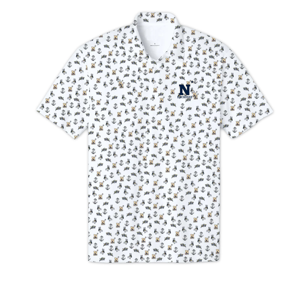 Navy Lacrosse Allover Polo