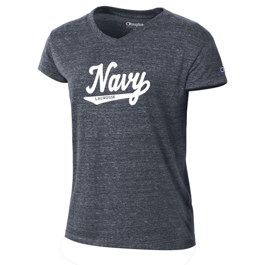 Navy Lacrosse Champion Women's Tri-blend V-neck T-Shirt