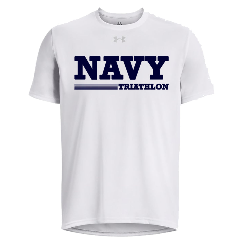 Navy Triathlon Varsity Under Armour Tech T-Shirt (White)