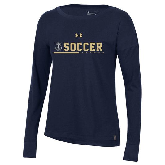 Navy Women's Soccer Performance Cotton Ls Tee (Navy) (Women's)